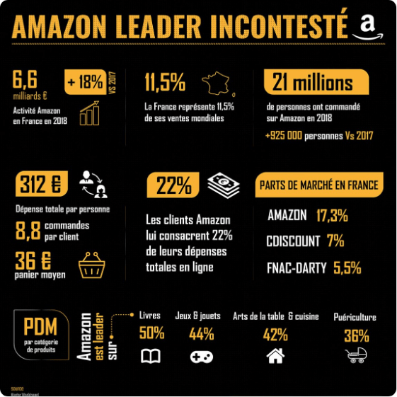 Amazon Leader incontesté en 2018 - Source Kamel LEFAFTA @LKConseil