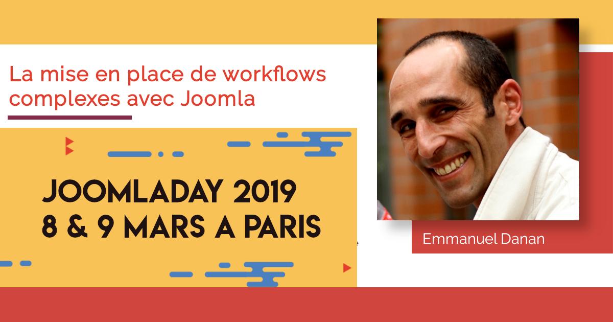 image montrant la présentation de Joomflows par Emmanuel Danan au JoomlaDay 2019