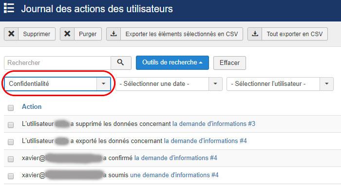 RGPD joomla39 logs confidentialite