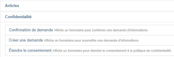 RGPD joomla39 plugin menu requetes donnes personnelles