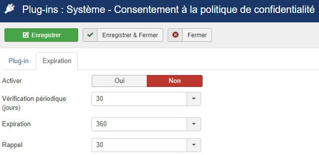 RGPD joomla39 plugin System Privacy Consent expiration