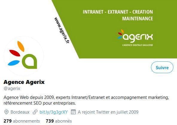 image représentant le profil agerix sur l'article optimisez votre compte twitter faites un audit en 7 étapes