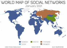 La carte des réseaux sociaux dans le monde - janvier 2021