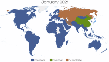 La carte des réseaux sociaux dans le monde - janvier 2021